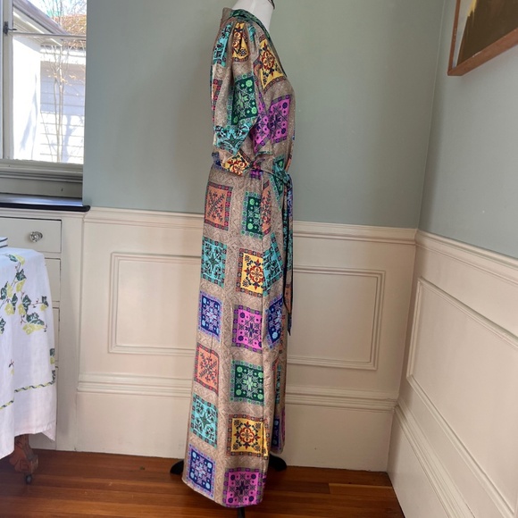 Pierre-Louis Mascia 100% Silk Dress, XL, Geometric Design, Maxi Dress - Picture 9 of 16